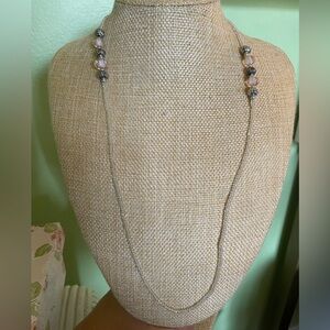 Elegant Silver and Pink Beaded Necklace